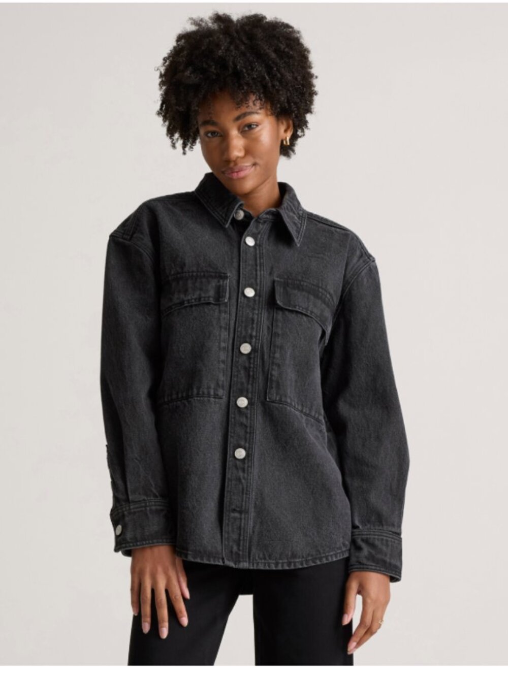 NWT Quince Black Denim Jean Shacket size M